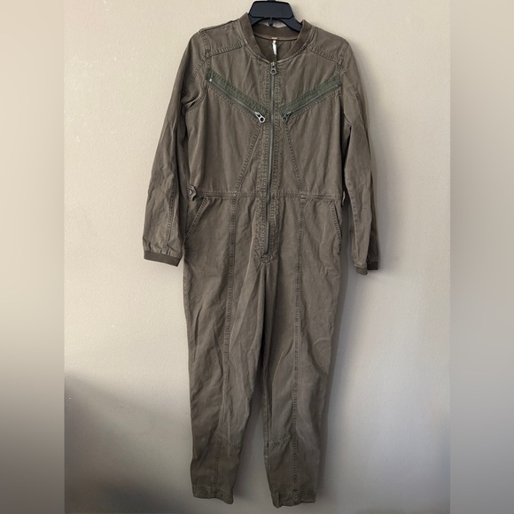 FREE PEOPLE FLEETWOOD FLIGHT SUIT ONE PIECE UTILITY JUMPSUIT SIZE 4 - Picture 4 of 11